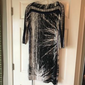 Stretchy Starburst Print Ali Ro Dress w/ waist tie